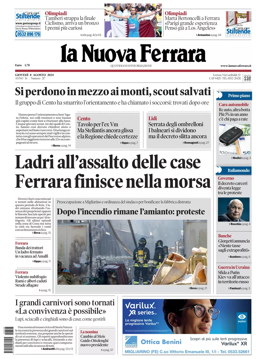 Prima-pagina-nuova ferrara-oggi-edizione-del-2024-08-08